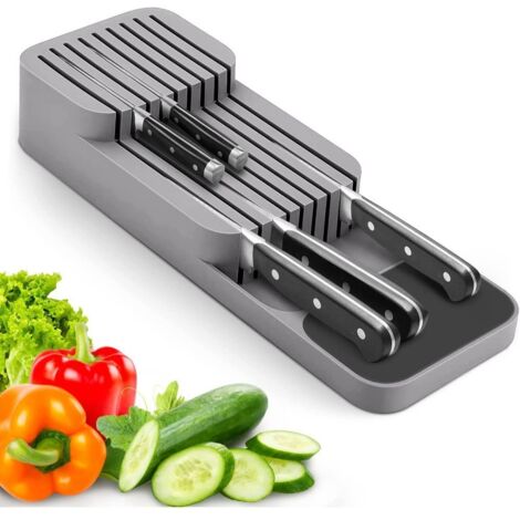 Organisateur de couteaux avec séparateur - porte-couteaux (gris)