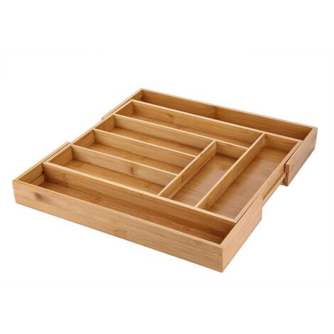 Organisateur de couverts en bambou extensible pour tiroir de cuisine