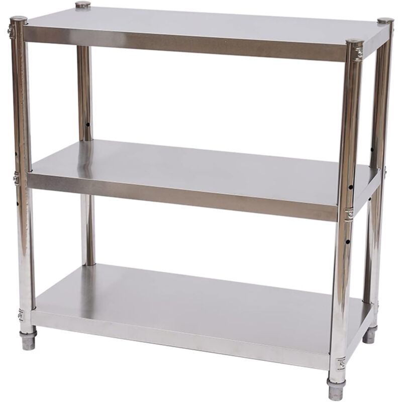 Table De Travail en Acier Inoxydable, Table De Cuisine 3 Étages Étagère De Cuisine Table De Préparation des Aliments Étagère Robuste pour Cuisine Bar