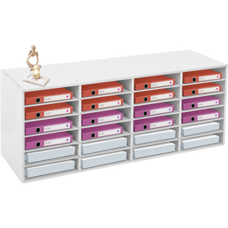Organisateur de documents, 24 compartiments, boîte aux lettres pour bureau et salle de classe avec étagères réglables, trieur de papier et de courrier en bois, blanc