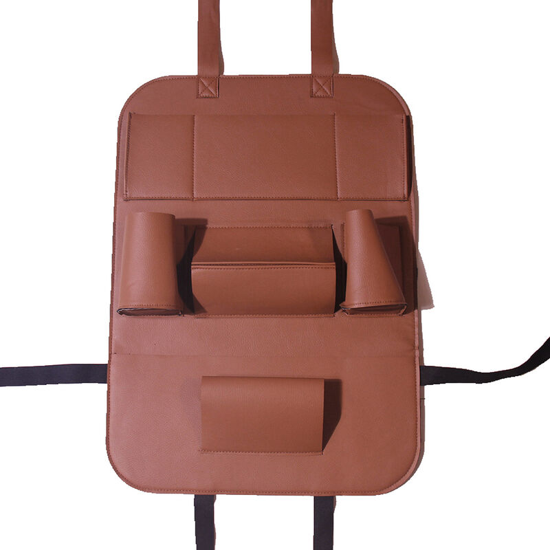 Asupermall - Organisateur De Dossier De Siege De Voiture En Cuir Pu Boite De Rangement De Siege Arriere Marron, Marron