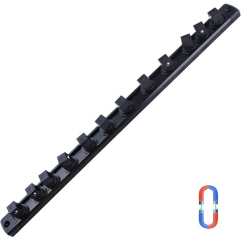 Organisateur de douille magnétique 1/2 pouce, 12 douilles, Alliage d'aluminium robuste, Clips pivotant 360°