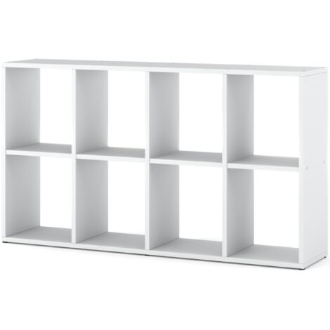 Organisateur de livres - 8 compartiments - Blanc - en bois - Pratique et élégant