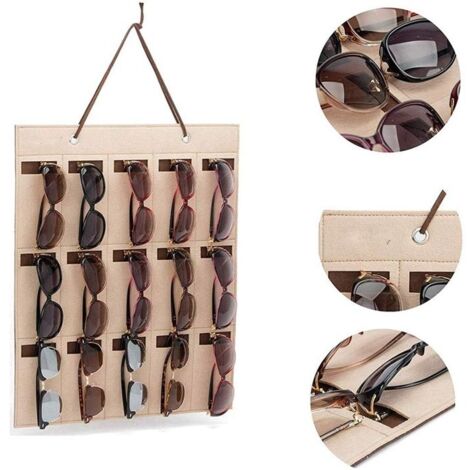Organisateur de lunettes de soleil suspendu, support de rangement mural à 15 emplacements pour lunettes