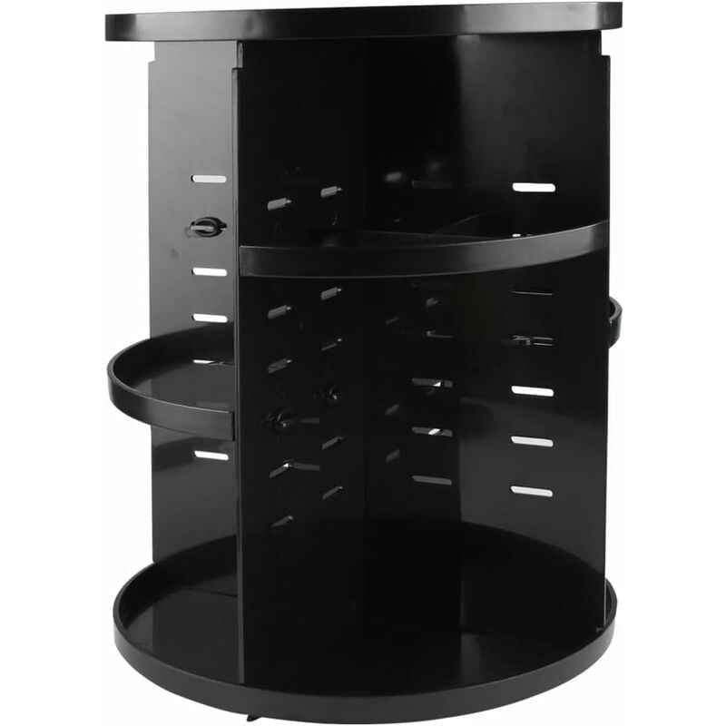 Organisateur de maquillage 360 degrés rotatif support cosmétique réglable grande capacité boîte de rangement de maquillage noir, Ensoleillé