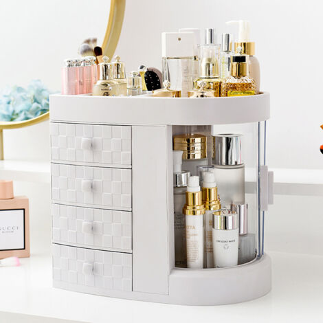 Organisateur de maquillage 4 tiroirs – Boîte de rangement en ABS – Dimensions 29,5x7x27,5 cm – Pour rouges à lèvres et vernis à ongles – Mowze