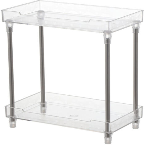 Organisateur de Maquillage à 2 Niveaux avec Plateau Acrylique Détachable pour Salle de Bain et Chambre