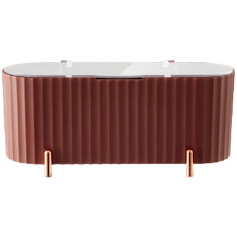 Organisateur de maquillage de bureau, porte-coton avec couvercle transparent, boîte pour cotons-tiges, pour salle de bain, mauve pâle