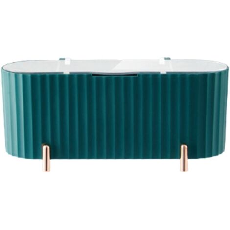 Organisateur de maquillage de bureau, porte-coton avec couvercle transparent, contenant pour cotons-tiges, vert