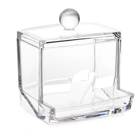 Organisateur de maquillage en acrylique, boîte à cotons-tiges, rangement vide pour disques démaquillants