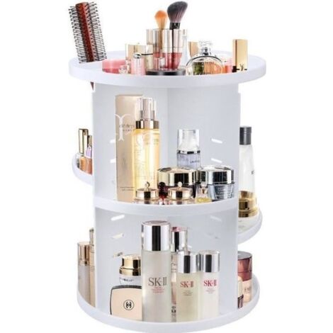 Organisateur de Maquillage - Non spécifié - Rotatif 360° - Plastique - Blanc - Grande Capacité