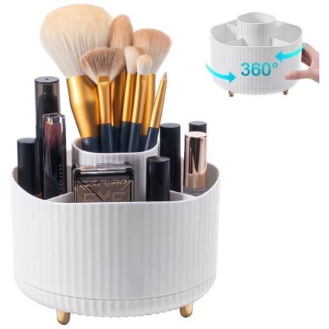 Organisateur de maquillage, organisateur de pinceaux pivotant à 360°, rangement cosmétique multifonctionnel pour la décoration de