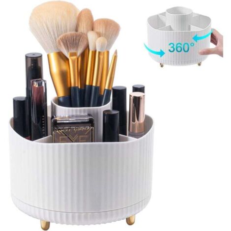 Organisateur de maquillage, organisateur de pinceaux pivotant à 360°, rangement cosmétique multifonctionnel pour la décoration de chambre, coiffeuse, chambre à coucher, salle de bains
