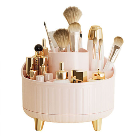 [Organisateur de maquillage] 安德在线 Organiseur rotatif desktop à séparation multiple, modèle rose vernis métallisé, grand capacité de rangement