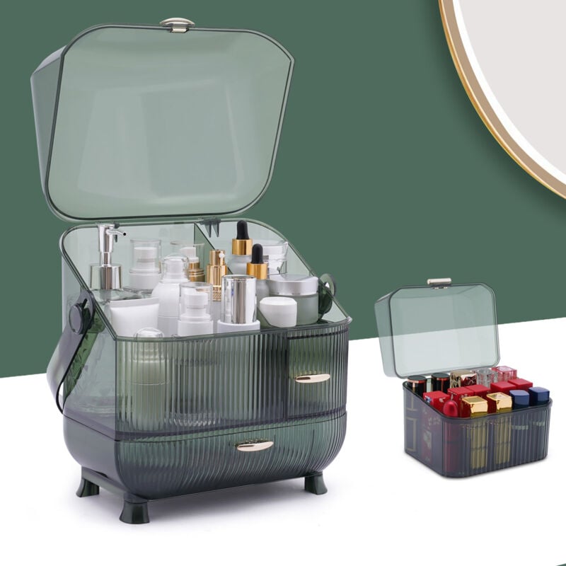 Senderpick - Organisateur de Maquillage Portable Boîte de Rangement Cosmétique Avec Couvercle Imperméable à la Poussière, Organisateur de Beauté Avec