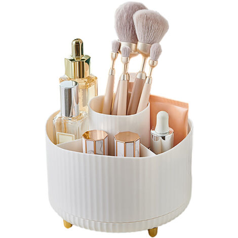 Organisateur de maquillage rotatif 360°, boîte de rangement en plastique 15x12,5cm, capacité 5 compartiments, couleurs assorties, cadeau parfait