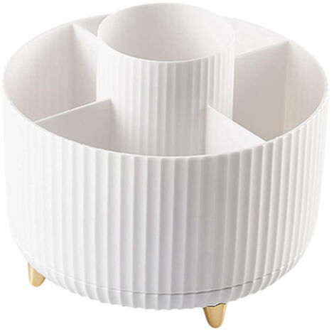 Organisateur de maquillage rotatif à 360° - Porte-pinceaux de maquillage avec 5 compartiments pour cosmétiques, bijoux et accessoires de maquillage - Idéal pour coiffeuse, chambre et rangement de four