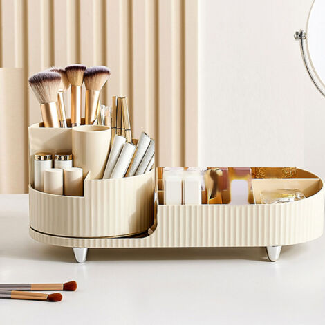 Organisateur de Maquillage Rotatif avec Support pour Brosses - Grand Capacité