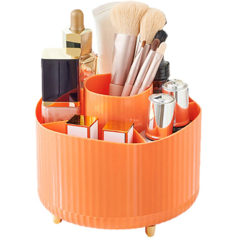 [Organisateur de maquillage rotatif] [Box Beauté Tournante] avec 5 compartiments pour pinceaux, rouge à lèvres et accessoires – Matière plastique résistante, 360° de rotation, dimensions 15 x 12.5 cm,