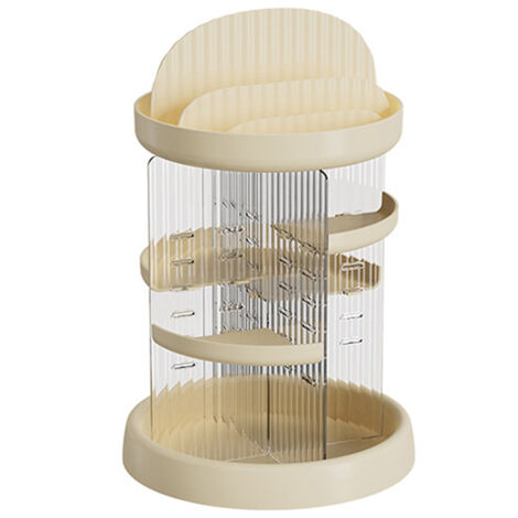 Organisateur de maquillage tournant à étages, rangement cosmétique blanc laiteux pour bureau et maison