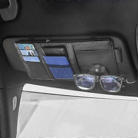 Organisateur de pare-soleil de voiture multipoches, accessoires intérieurs auto, pochette de rangement, porte-stylo, organisateur de documents de voiture --noir