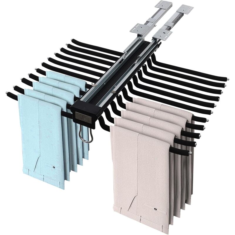 Organisateur de penderie extensible, Cintre de pantalon Pour vêtements, Accessoires de garde-robe, Porte-cintres, Porte-pantalons, 15 kg, 22 barres