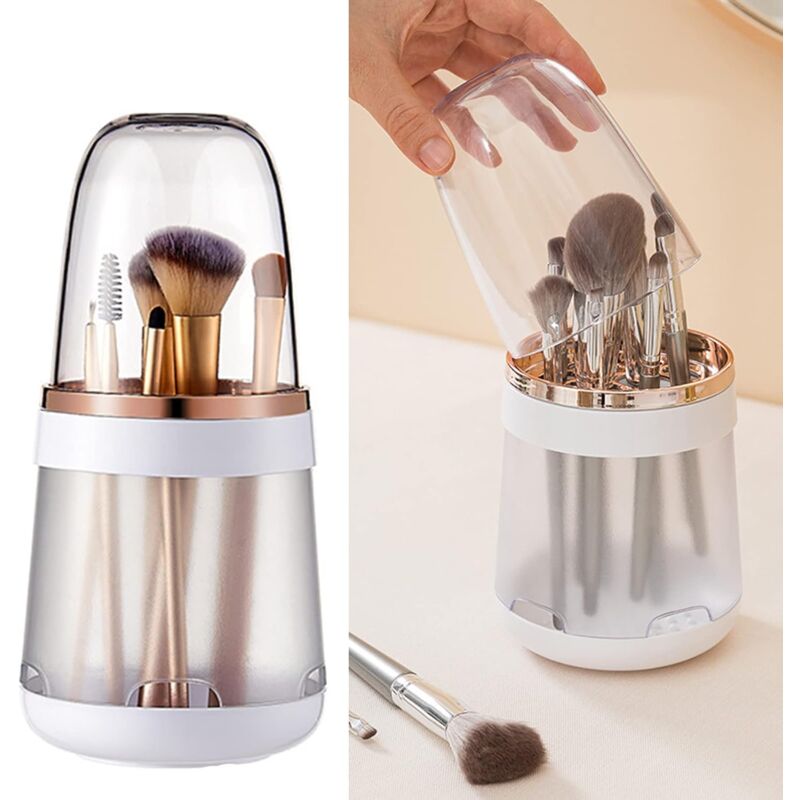 Organisateur de pinceaux de maquillage avec housse de protection - Organisateur amovible blanc pour pinceaux de maquillage, eye-liners, etc
