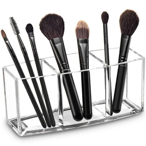 Organisateur de pinceaux de maquillage en acrylique, porte-pinceaux transparents