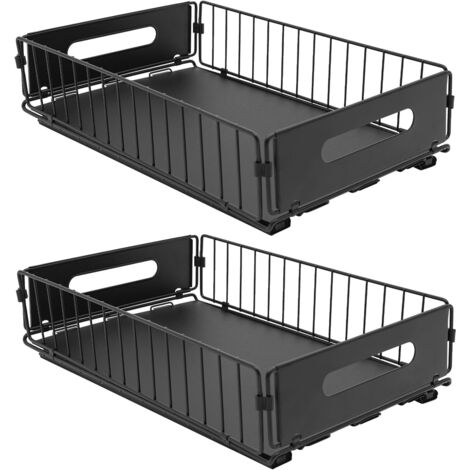 Organisateur de placard extensible, 2 tiroirs télescopiques, tiroir extensible pour cuisine, organisateur installation par collage/vissage l'organisation la -