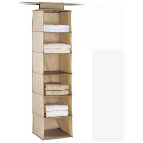 Organisateur De Placard Pliable à 6 étagères Et Compartiments Gain De Place