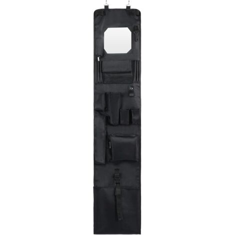 Organisateur De Porte - Organisateur Suspendu Pour Armoire - 132 x 28 cm - Avec Miroir Et Multiples Poches - Noir - 1 Pièce