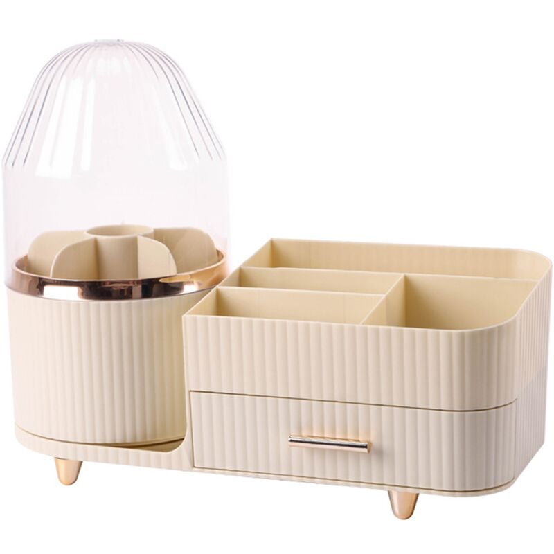 Tuserxln - Organisateur de porte-pinceaux de maquillage rotatif avec tiroir, organisateurs de maquillage sur comptoir, grande organisation de