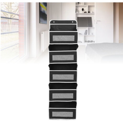 Organisateur de porte suspendu avec 5 compartiments et poches mesh - Support 44lbs - Non woven - Noir - Installation facile