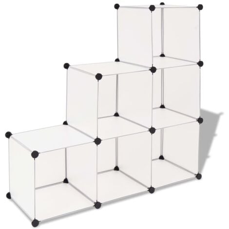 Organisateur de rangement cube avec 6 compartiments Blanc