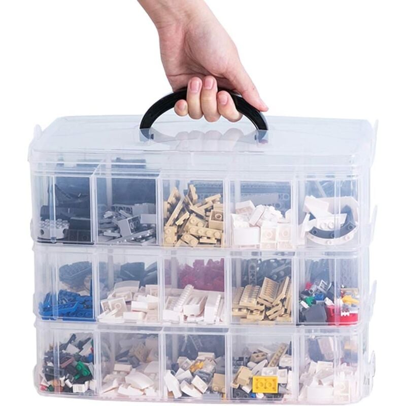 Organisateur de rangement multi-niveaux en plastique, boîte à couture ou Hot Wheels, pour ranger fournitures artistiques et jouets