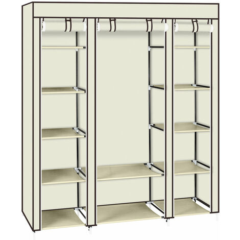 Organisateur de Rangement Portable 69'' pour Placard à Vêtements avec Tissu non Tissé Rapide et Facile à Assembler Extra Solide et Durable Beige