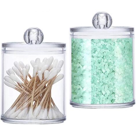 Organisateur de rangement pour boules de coton 2024, porte-boules de coton et cotons-tiges en acrylique transparent avec couvercle