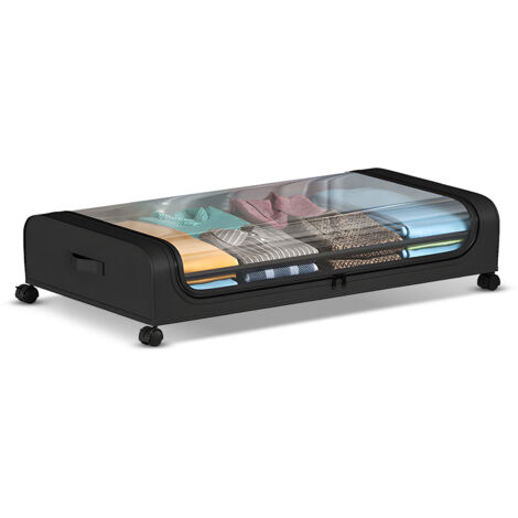 Organisateur de rangement sous lit avec roues et fenêtre transparente - Container multifonction 1 ou 2 pack (80x44x16cm) - Capacité 33kg