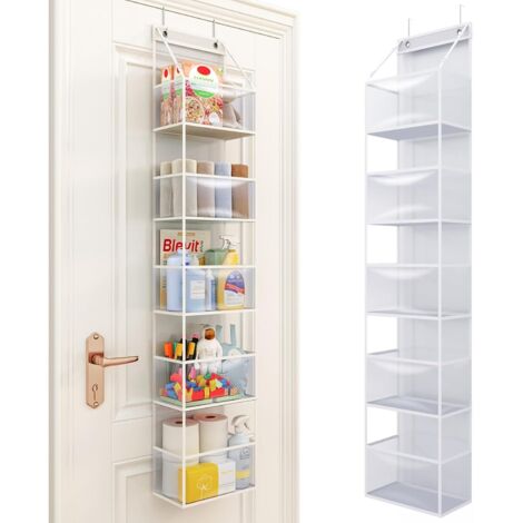 Organisateur De Rangement Sur Porte - 5 Niveaux Avec Poches En Plastique Transparent - Capacité 25 Kg - Pour Placard Chambre Salle De Bain Nursery - 1 Pièce