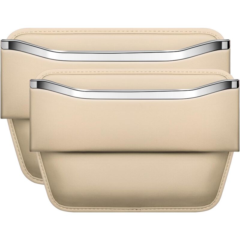 Organisateur de remplissage d'espace de siège de voiture - Rangement de siège de poche latérale de console en cuir - Accessoires de voiture élégants
