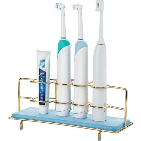 Organisateur de salle de bain doré pour brosse à dents électrique, dentifrice et rasoir avec porte-brosse à dents