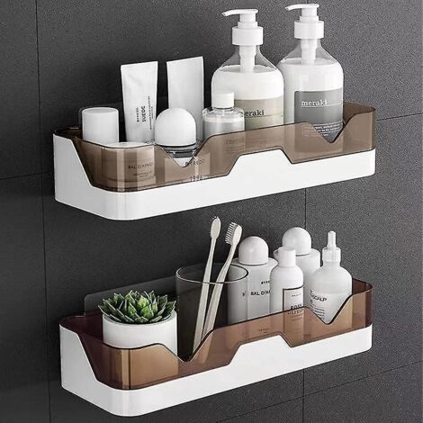 Organisateur de salle de bain, panier de douche, lot de 2, étagères murales pour salle de bain, rangement et organisation de la cuisine, panier de douche adhésif mural d'angle.