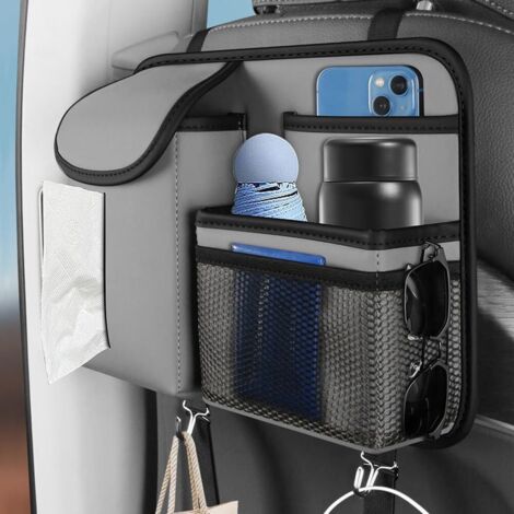 Organisateur de siège arrière de voiture 1PCS, organisateur de rangement de poche en cuir PU de grande capacité, sac suspendu de protecteur de dossier de siège de voiture avec accessoires de voiture d