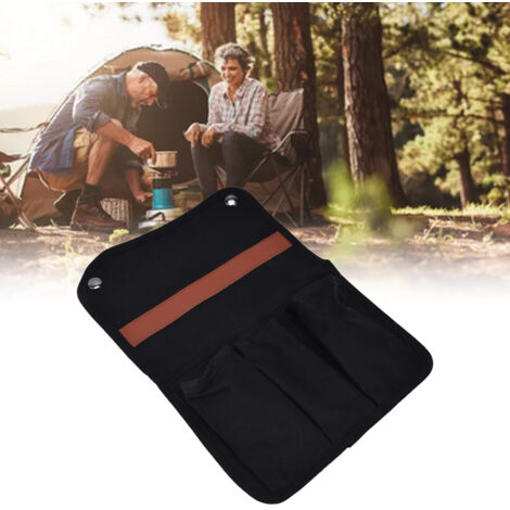 Organisateur de siège avec fonction de rangement multifonctionnelle suspendue légère pour camping et pique-nique - Noir
