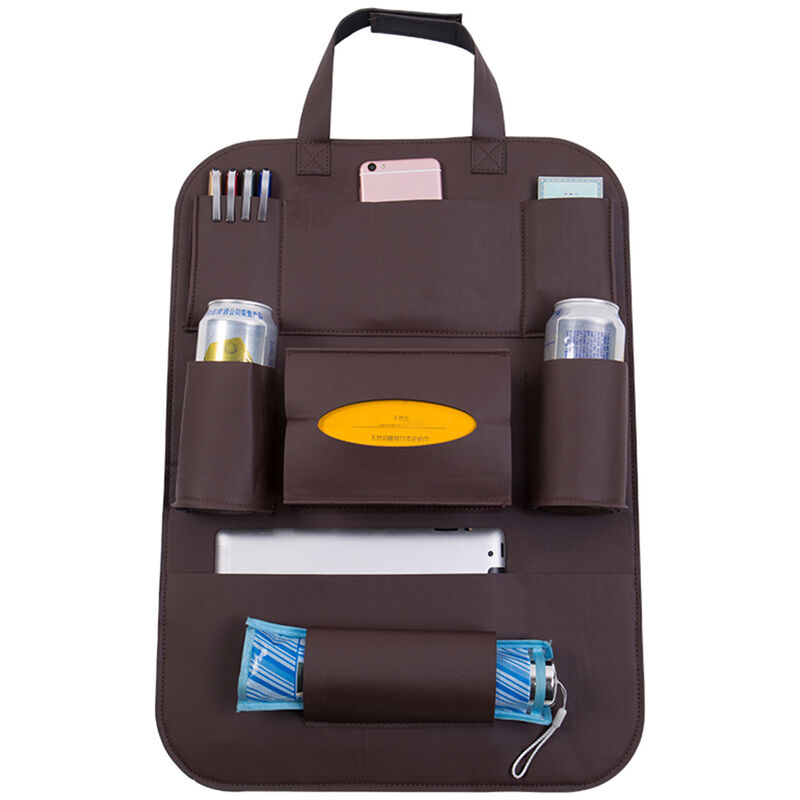 Organisateur De Siege De Voiture En Cuir Pu, Boite De Rangement Pour Siege Arriere, Cafe, Cafe