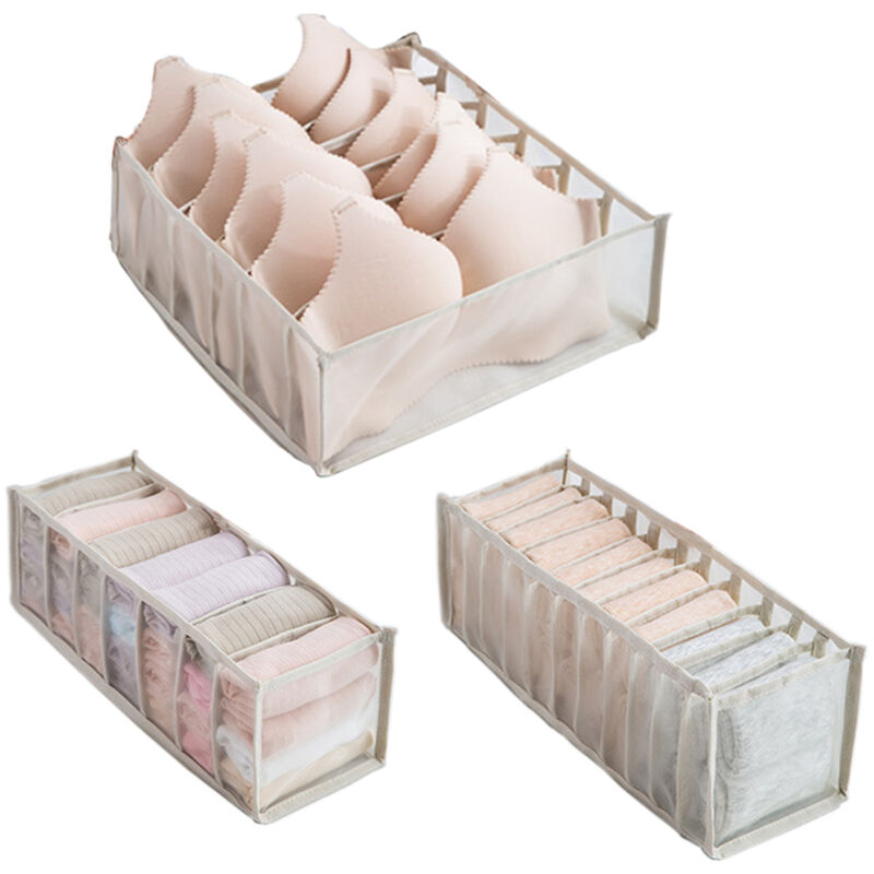 Organisateur de sous-vêtements, lot de 3, pliable, avec séparateur de tiroir.
