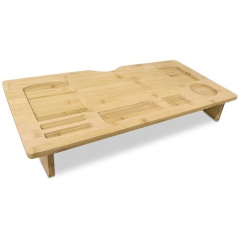 Organisateur de table support d’ordinateur multifonction en bois 60x30xH8 cm