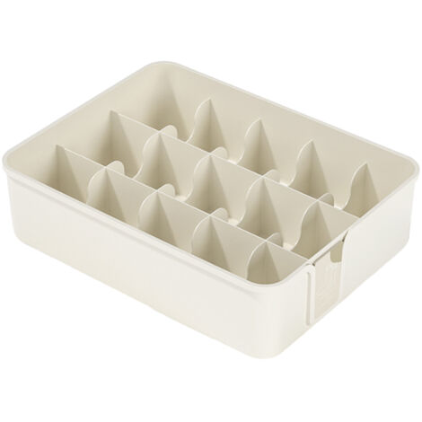 Organisateur de Tiroir 15 Cases pour Chaussettes Sous-vêtements Boîte de Rangement Blanc