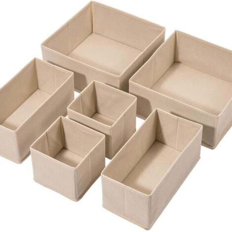 Organisateur de Tiroir, Boîte de Rangement pour Sous-vêtements, Lot de 12, pour Chaussettes, Soutiens-gorge, Culottes, Cravates, Écharpes, Beige Sable