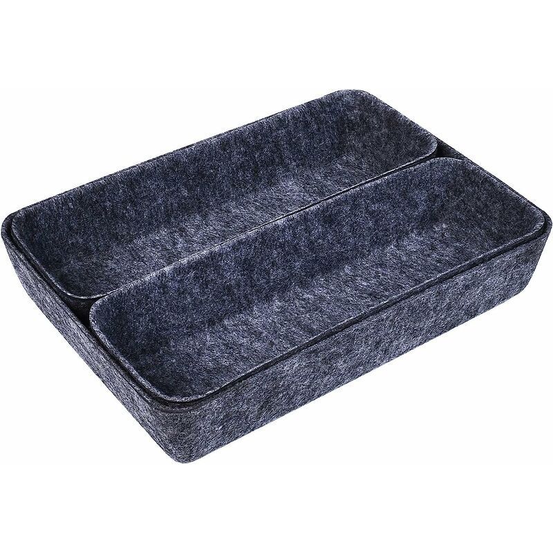 Organisateur de tiroir de bureau, ensemble de 3 tiroirs, séparateurs de tiroir en feutre pour maquillage, bijoux, panier de rangement gris